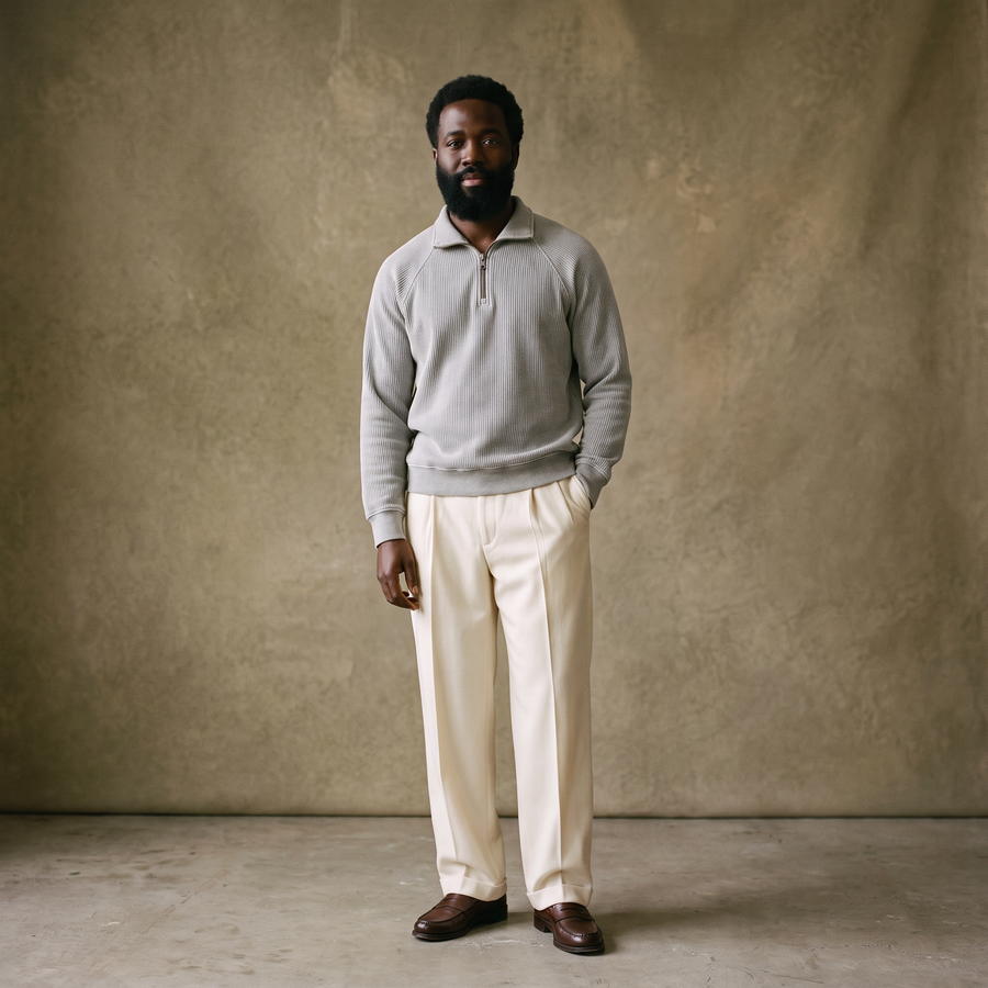 FLAT WHITE QUARTER ZIP - second view