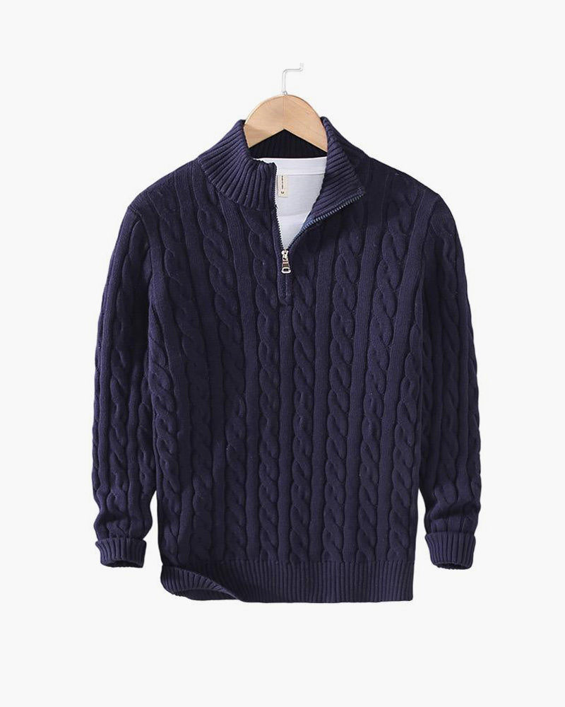 Zipped Navy Sweater