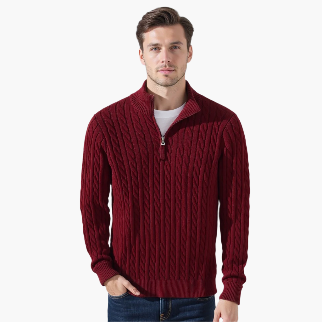 Zipped Burgundy Sweater
